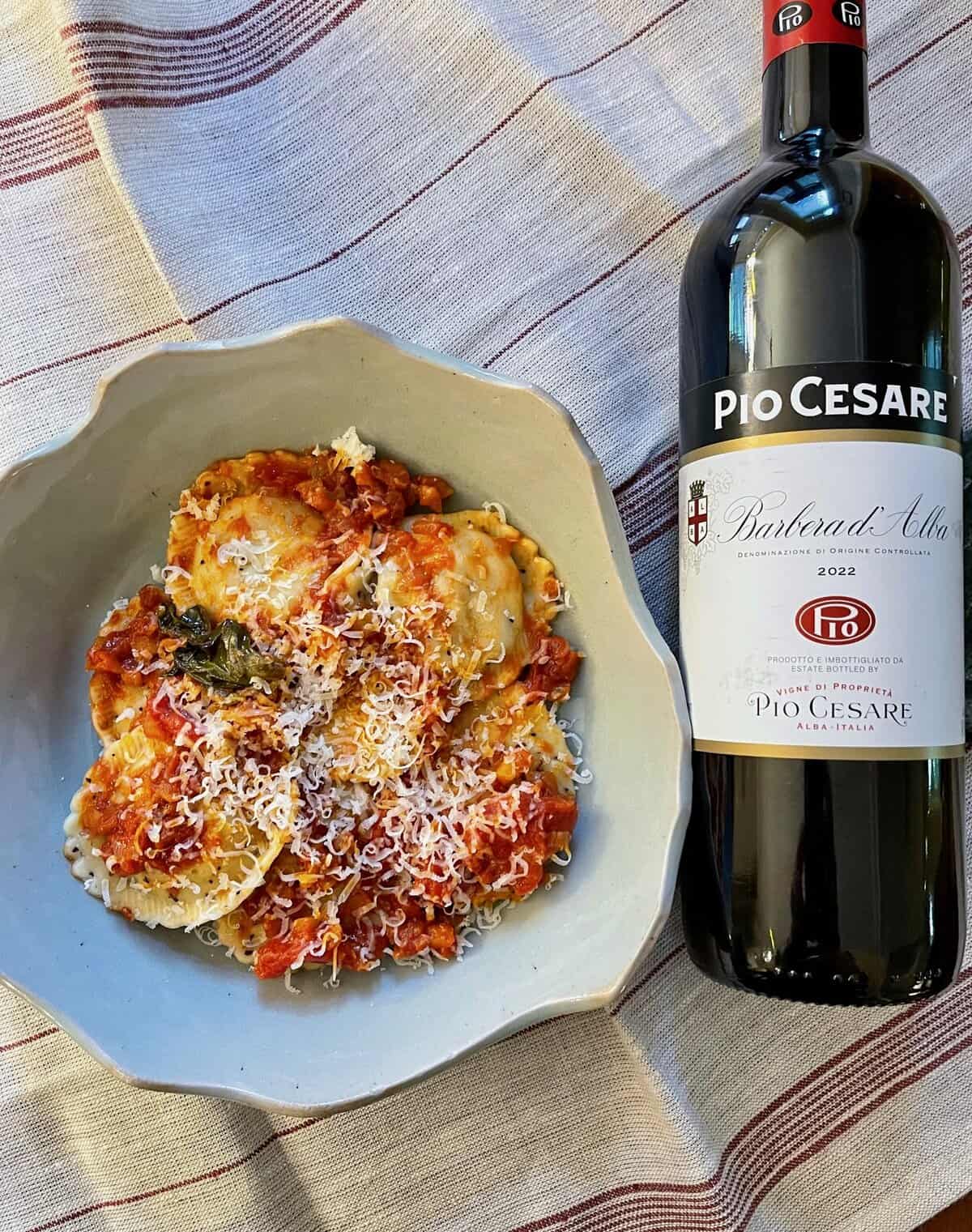 Italian Sausage Ravioli Paired with Barbera d' Alba
