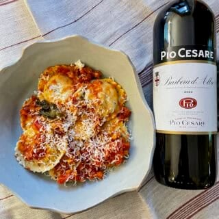 Sausage Ravioli Paired with Barbera d'Alba